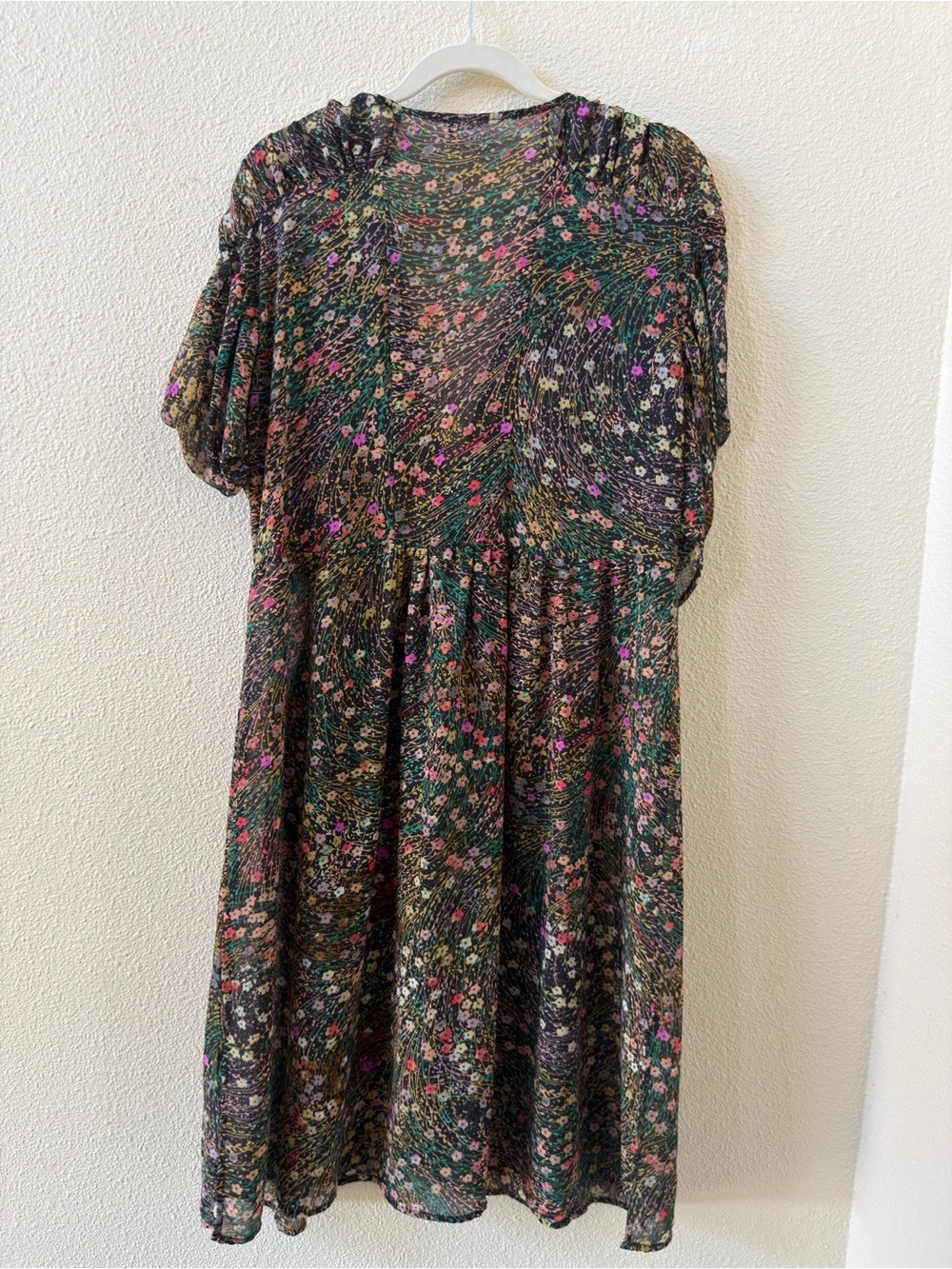 Anthropologie Akemi+Kin Black Floral Print Dress with Multicolor Blooms